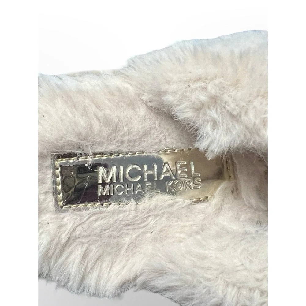 GUC Michael Kors Grace Bow Faux Fur Lined Mule Slippers Girls Size 1